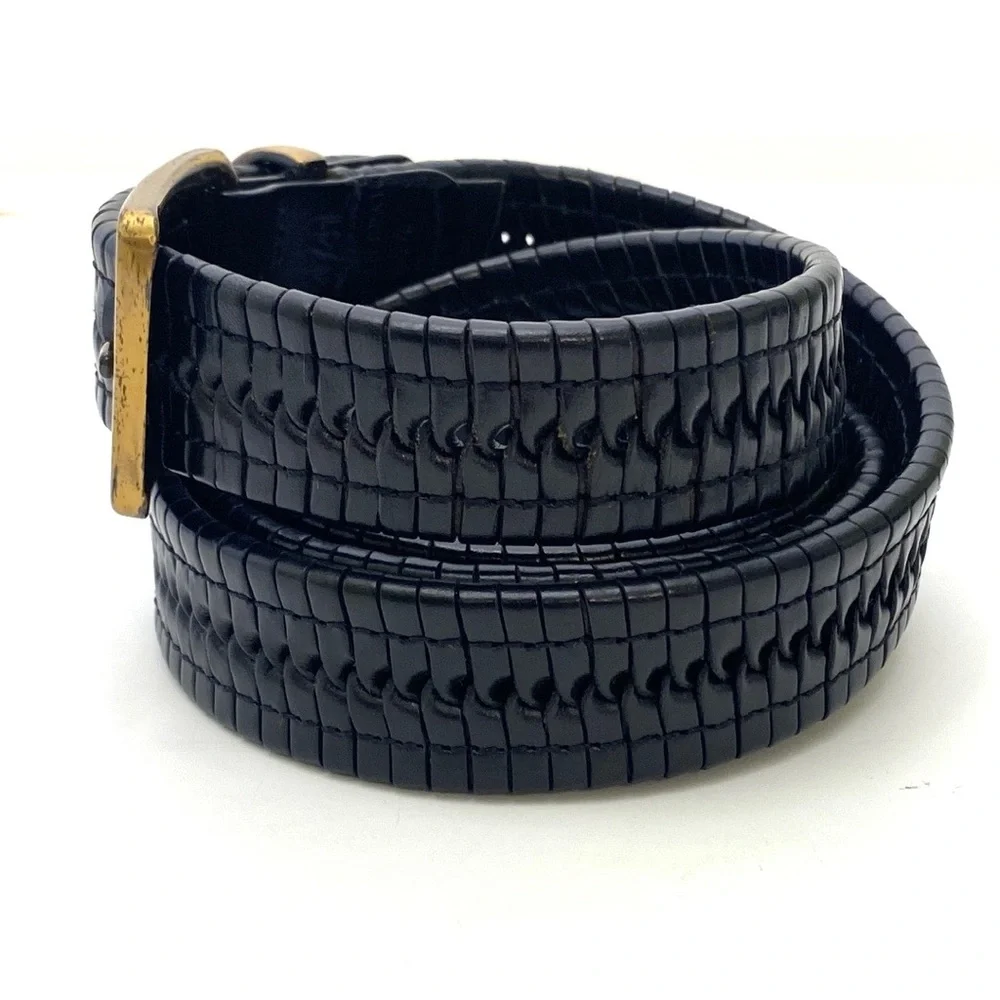 Lavemi Black Braided/Woven Leather Trouser Belt